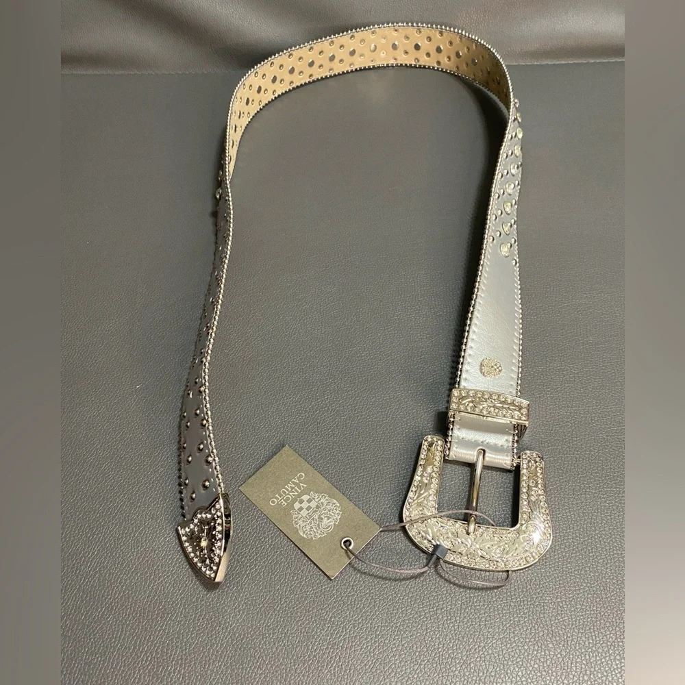 NWT Vince Camuto Silver Studded Western Style Belt